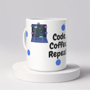 Śmieszny Kubek Dla Programistow - Code Coffee Repeat